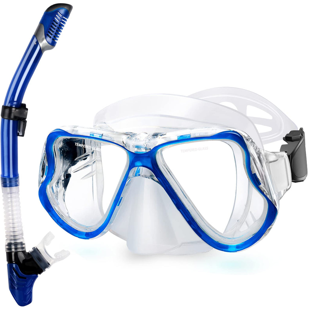 Greatever Dry Snorkel Set,Panoramic Wide View,Anti-Fog Scuba Diving Mask,Professional Snorkeling Gear For Kids
