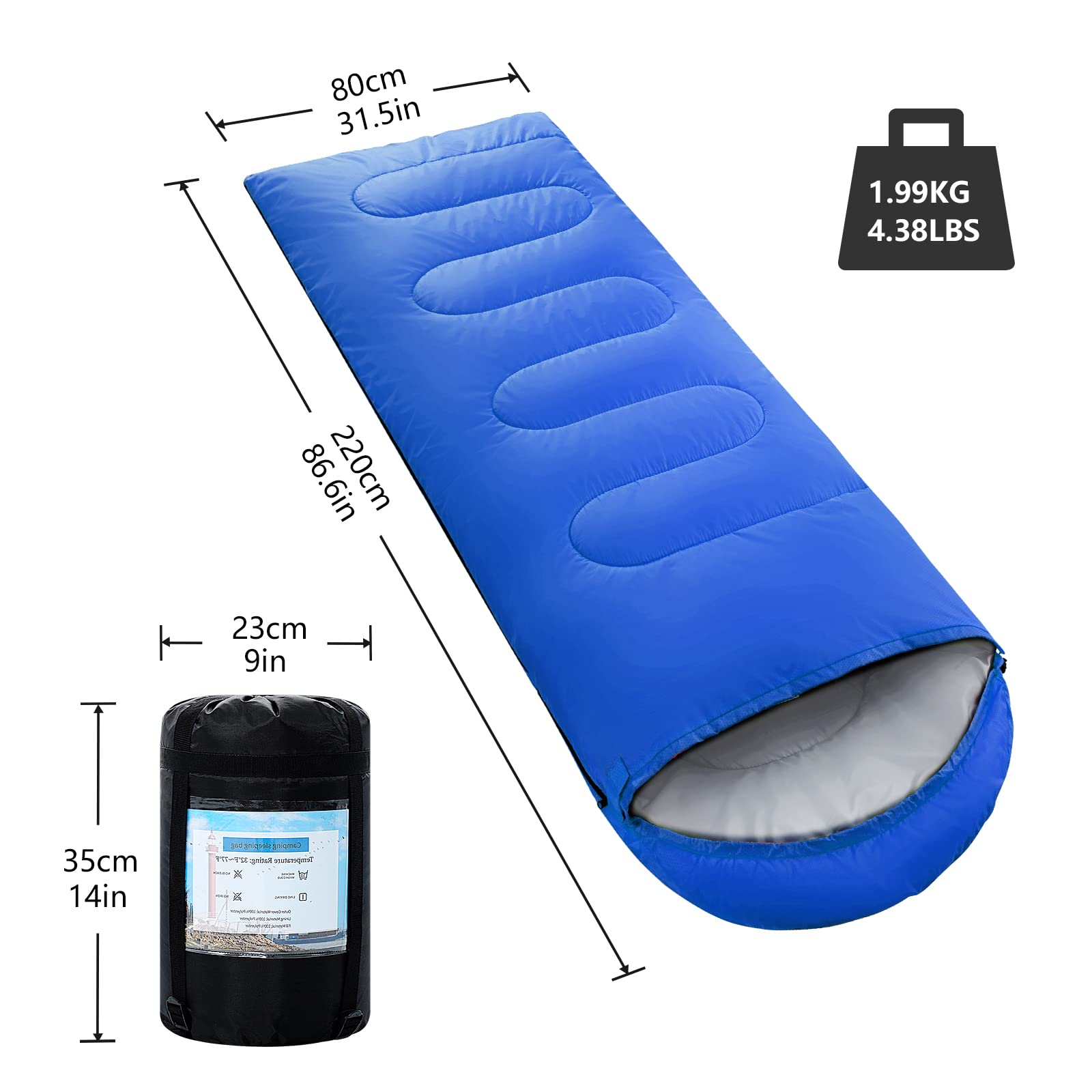 Orthomtex Sleeping Bags For Adults,Kids & Girls-Warm & Cold Weather Lightweight Waterproof Sleeping Bag Backpack,Great For 3-4 S