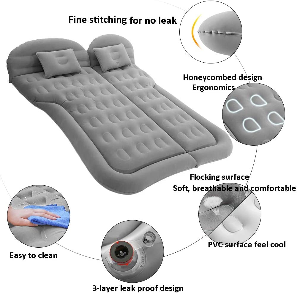 Saygogo Suv Air Mattress Camping Bed Cushion Pillow - Inflatable Thickened Car Air Bed With Air Pump Portable Sleeping Pad Mattr