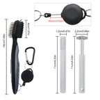 Vipmoon Golf Clean Tool Set, Retractable Golf Club Brush And 2 Golf Club Groove Sharpener For U & V-Grooves, Portable Golf Brush