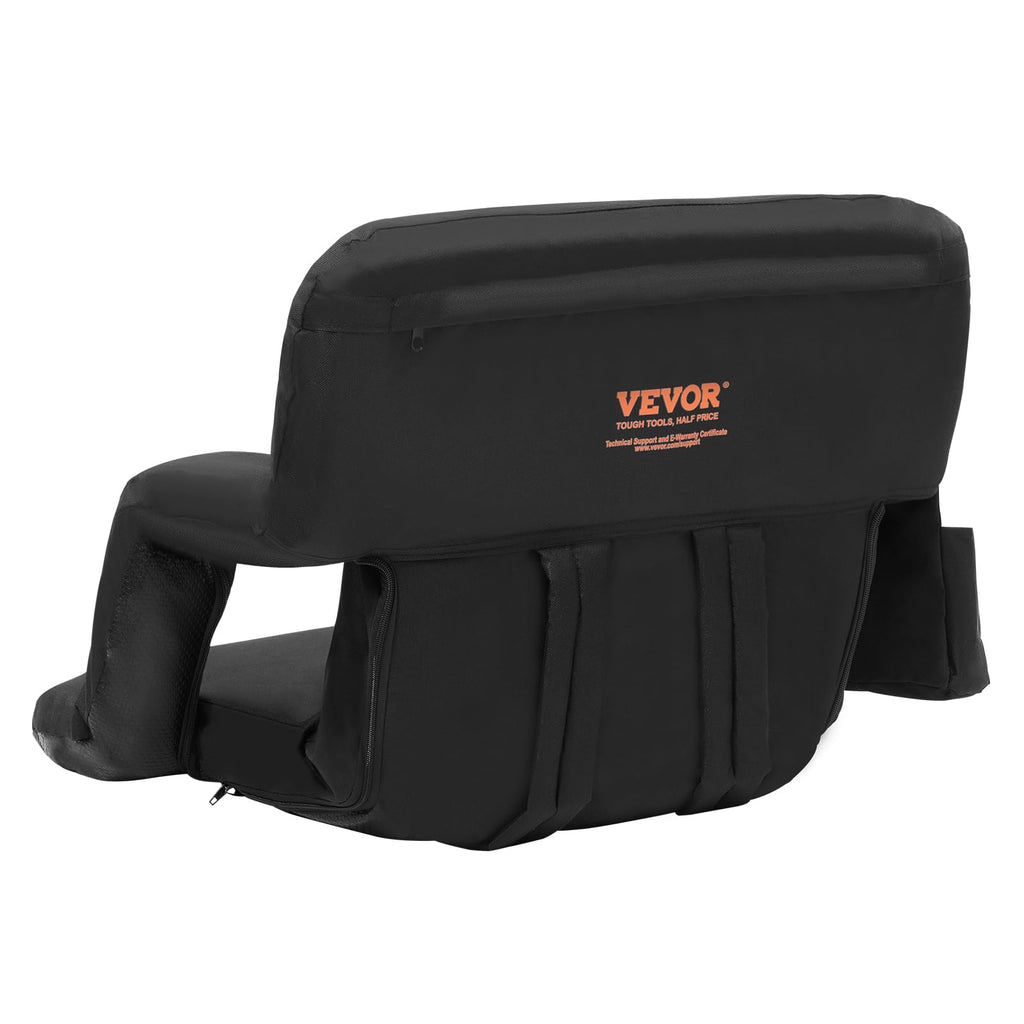 Vevor Stadium Seat With Back Support, Wide Bleacher Seat Back, Folding Padded Cushion Stadium Chair, Portable Reclining Chair Wi