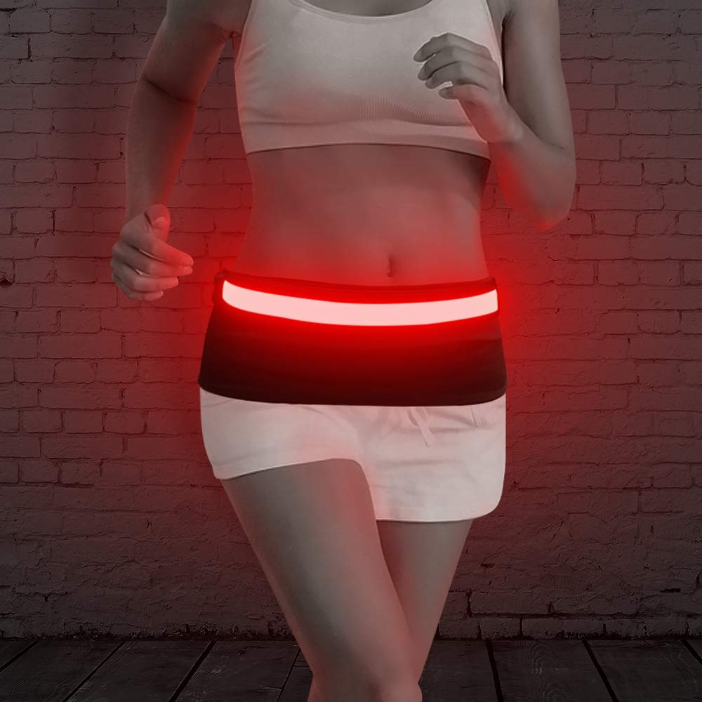 Bseen Led Running Belt - Rechargeable Glowing Led Waistband, Adjustable Light Up Waist Belt For Runners, Joggers, Walkers, Pet O