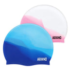 Aegend Kids Swim Cap (Age 4-8), 2 Pack, Blue & Pink