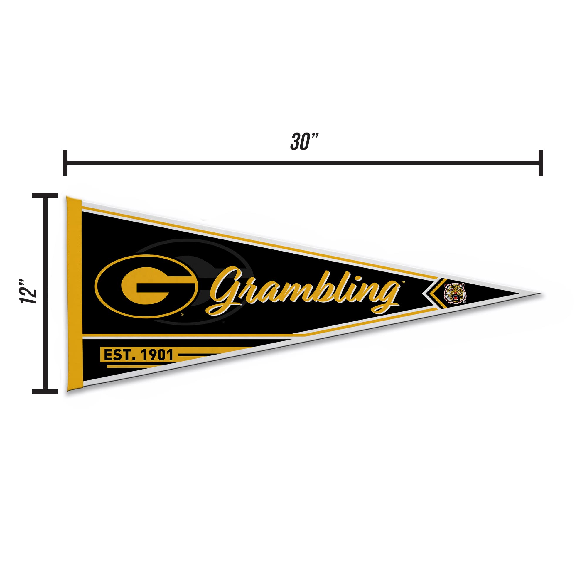 Rico Industries Ncaa Grambling State Tigers Classic 12'' X 30'' Felt Wall D  Cor Pennant - Great For Home/Bed Room/Man Cave D  C