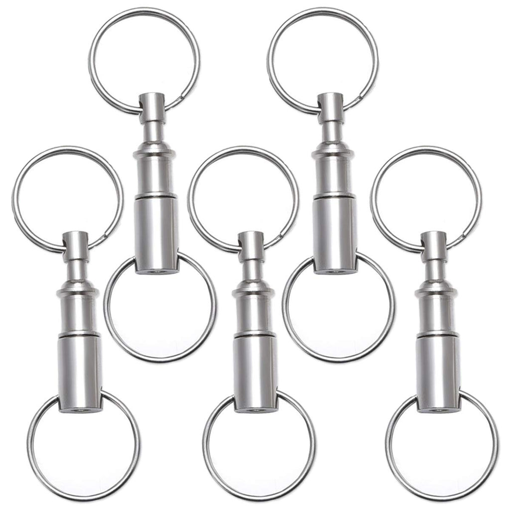 Rongbo 5 Pack Quick Release Detachable Pull Apart Key Rings Keychains,Double Spring Split Snap Seperate Chain Lock Holder Conven