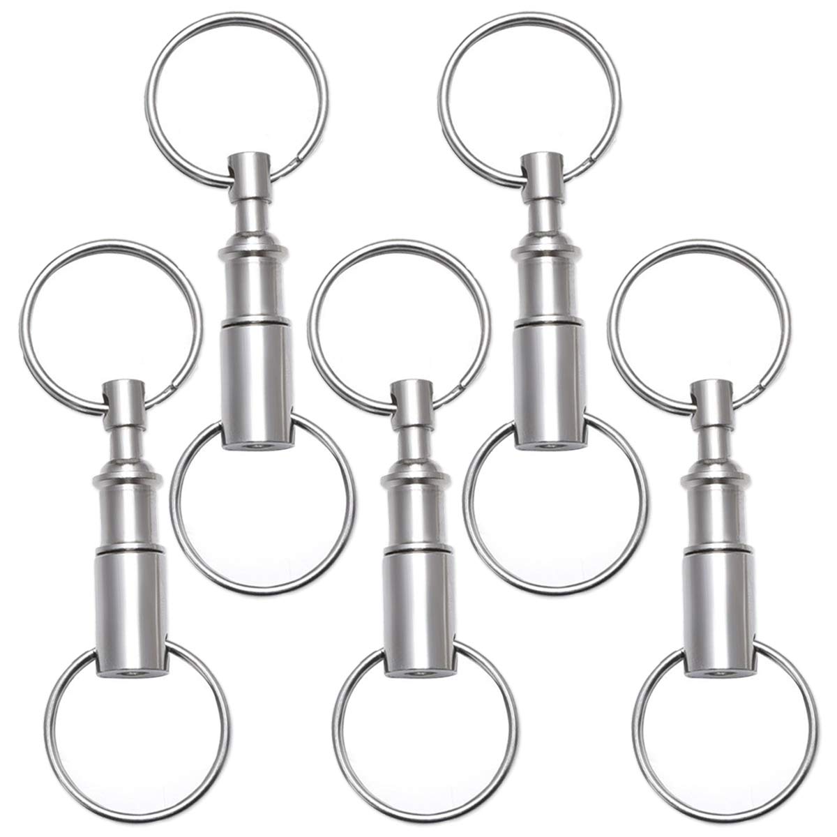 Rongbo 5 Pack Quick Release Detachable Pull Apart Key Rings Keychains,Double Spring Split Snap Seperate Chain Lock Holder Conven