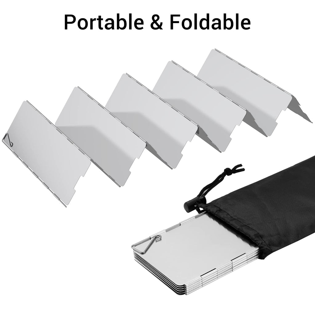 Stove Windscreen, Ohuhu Camp Stove Windscreen 10 Plates Aluminum Folding Portable Camping Stove Windshield Burner Stove With Car