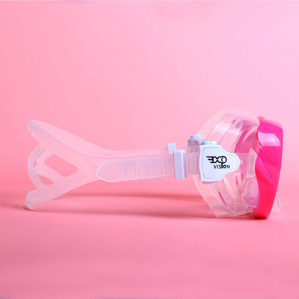 Kids Snorkel Swim Mask, Child Diving Mask Anti-Fog Swim Goggles With Nose Cover For Snorkeling Diving Swimming (Pink)