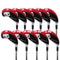 Craftsman Golf 11Pcs Multi Color Skull Golf Club Neoprene Iron Head Cover Headcover Set Protector Cases (Red & Black)