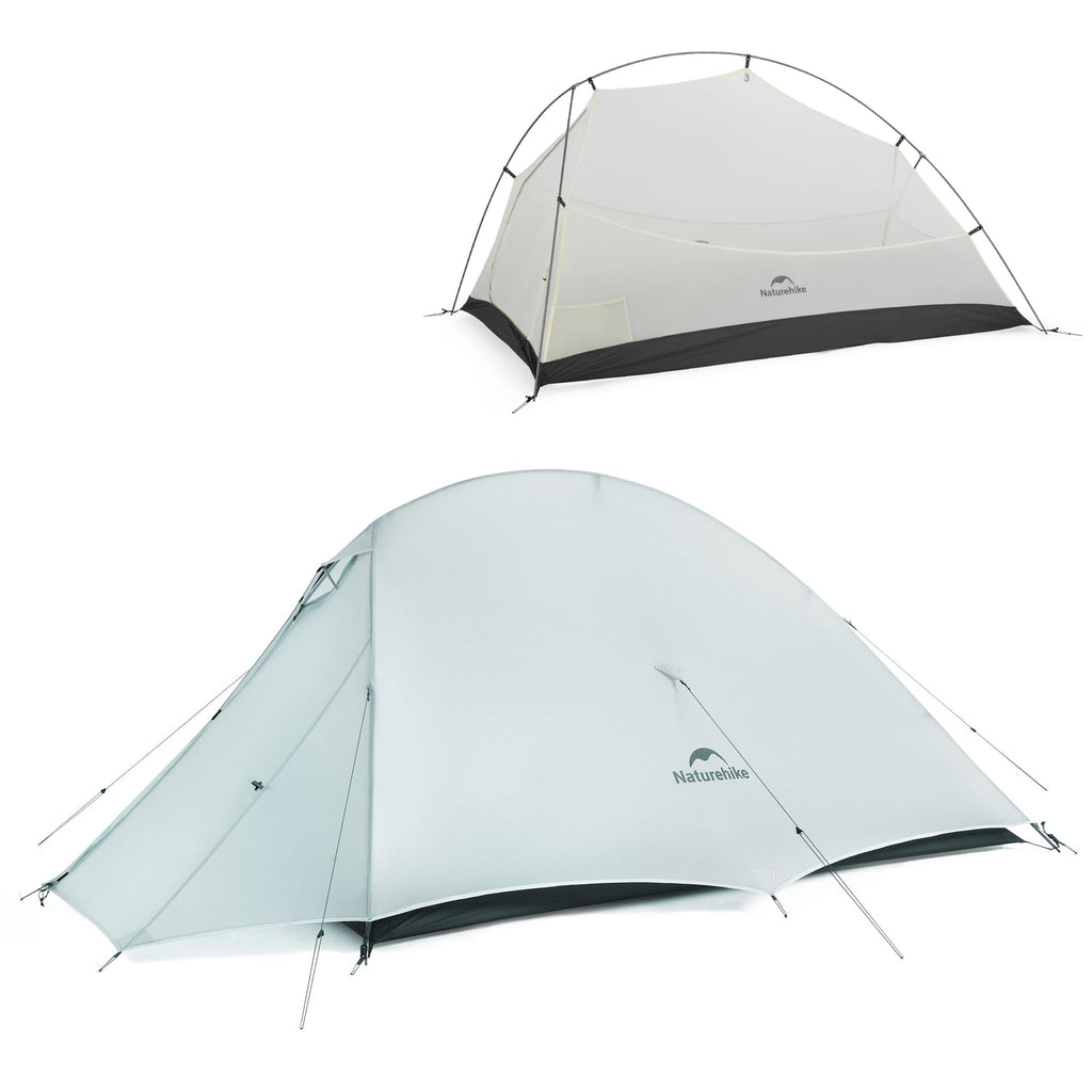 Naturehike Cloud Up Ul 2 Person Backpacking Tent, Double Layer Two Person Tent With Footprint, 15D Nylon Waterproof Ultralight T