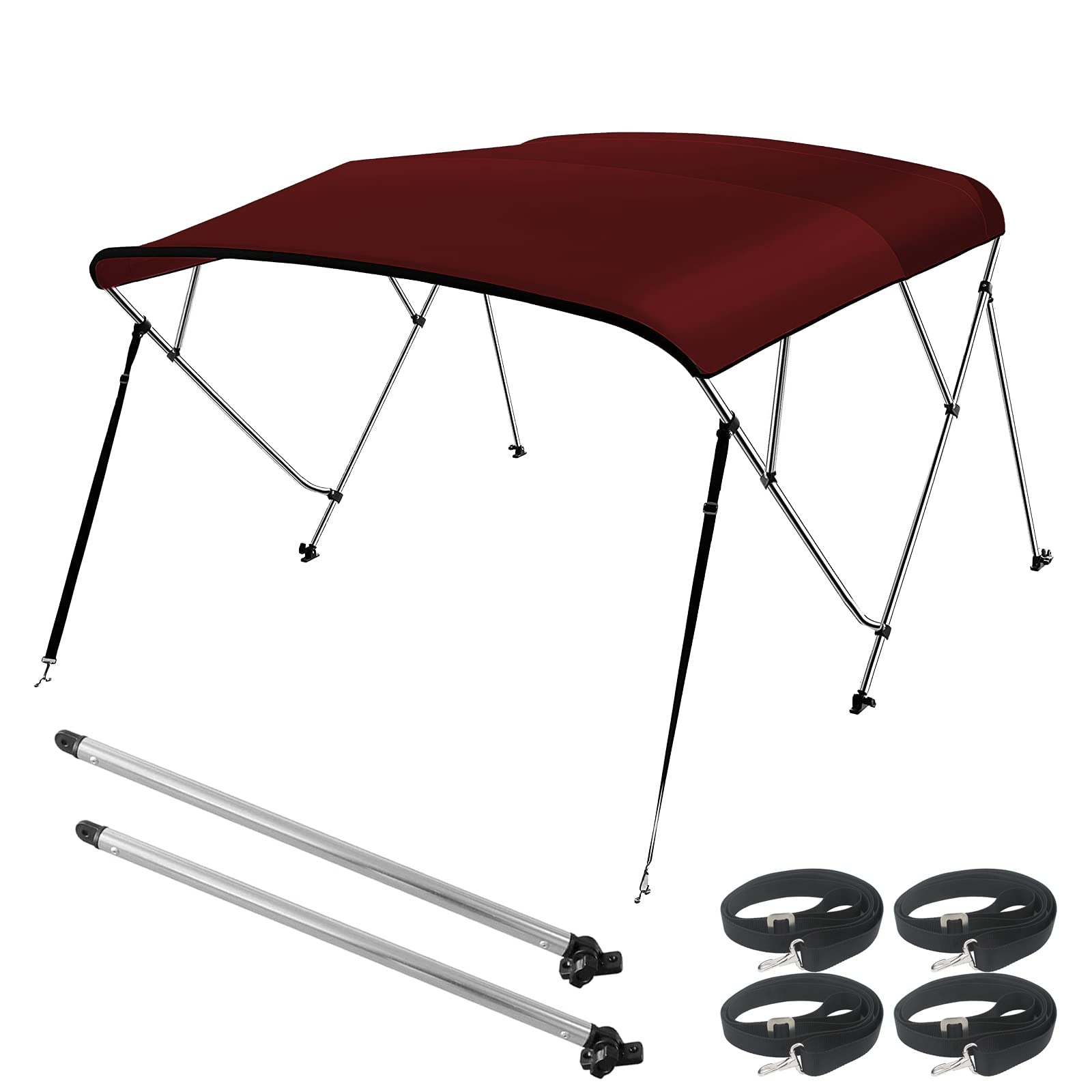 Seamander 4 Bow Bimini Top Boat Cover 4 Straps For Front And Rear Includes With Mounting Hardware(4 Bow 8'L X 54'' H X 85''-90''