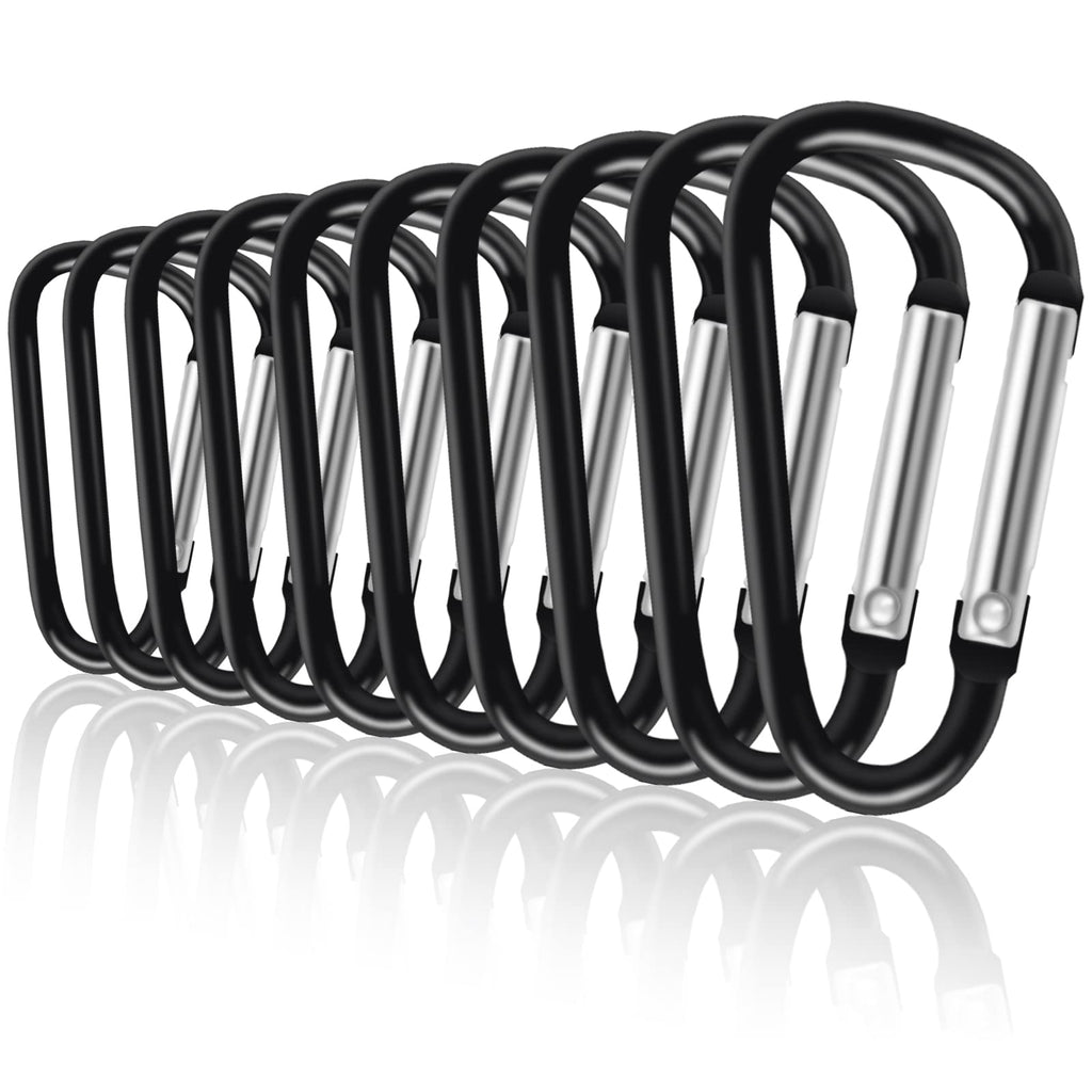 Upins 100Pcs Carabiner Clips, Aluminum Locking Spring Hook Keychain D Shape Heavy Duty Buckle Pack Carabiners Clip Lock Snap Hoo