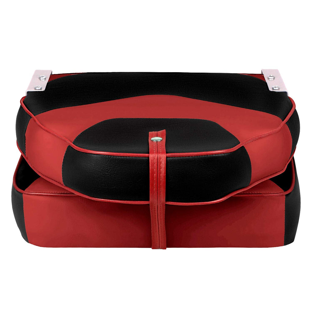 Leader Accessories A Pair Of Elite Low/High Back Folding Fishing Boat Seat (2 Seats) (Red/Charcoal/Black)