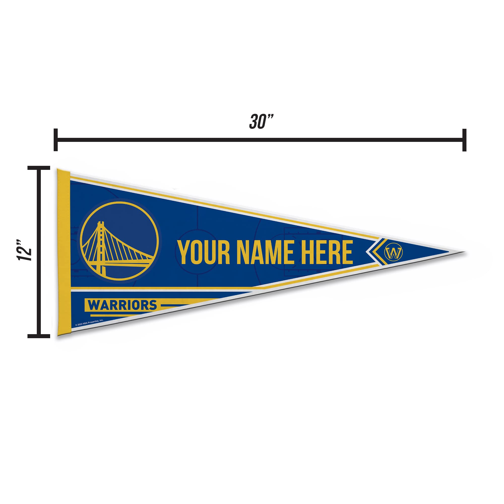 Rico Industries Nba Basketball Golden State Warriors Personalized - Custom 12'' X 30'' Soft Felt Pennant - Ez To Hang