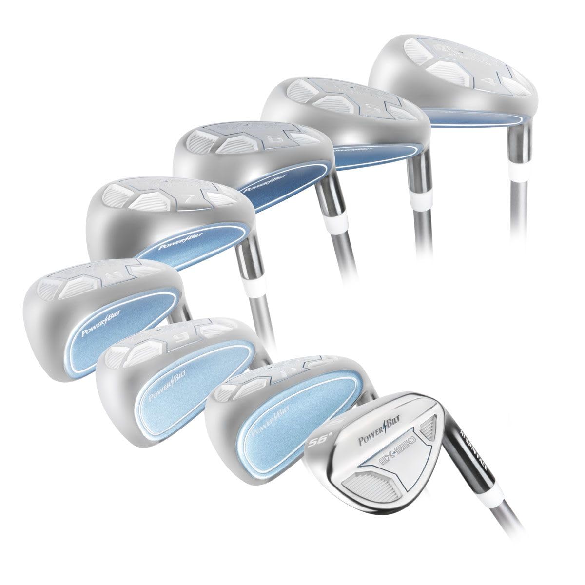 Powerbilt EX-550 Hybrid Iron Golf Set, Womens Right Handed 4-SW (8 Clubs), Ladies Flex Graphite
