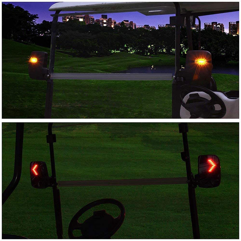 Shuran Golf Cart Mirror Universal Golf Cart Side Mirrors With Turn Signal Light Rear View Mirrors For Club Car Ezgo Yamaha