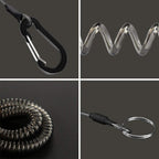 Lix&Rix Color Fishing Lanyards Fishing Tool Pole Safety Coiled Lanyards Retractable Wire Inside With Carabiner, 6Pcs