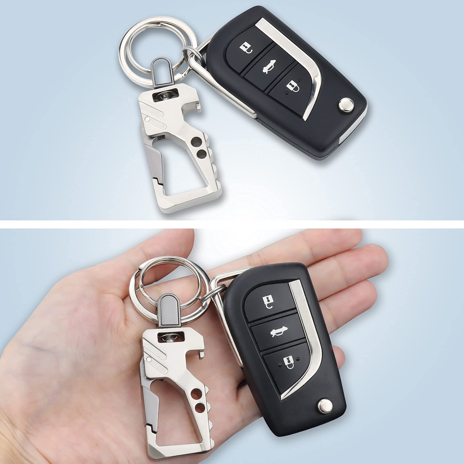 Exsun 2Pcs Keychains, Key Chains For Carabiner Keychain Car Key Chain Bottle Opener Keychain For Men And Women (Gold+Silver)