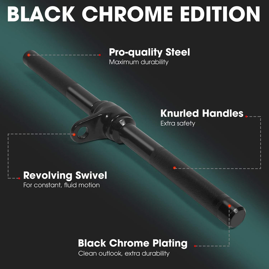 Yes4All Lat Cable Attachment, Tricep Press Down Bar With Diamond Knurl Handle, Support Up To 880 Lbs (Black - Rotating Straight