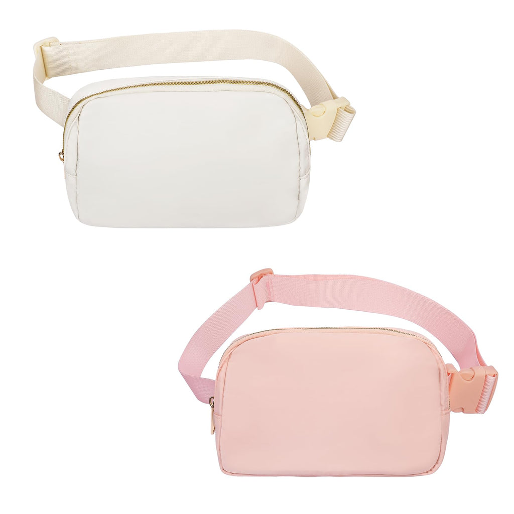 Vorolo Fanny Pack Christmas Gift For Women And Men Crossbody Bag Belt Bag Bum Bag With Adjustable Strap For Sportsoff White+Pink