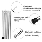 Komclub Telescoping Tent Poles Adjustable Tarp Poles Camping Stainless Steel Lightweight Tent Poles For Trap Sun Sails Canopy Aw
