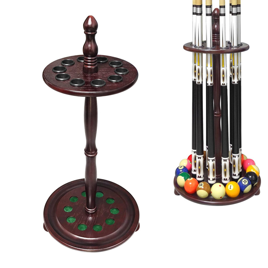 Moyansuper Pool Stick Holder Billiard Cue Rack Holds 10 Sticks Floor Stand,Burgundy