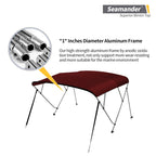 Seamander 4 Bow Bimini Top Boat Cover 4 Straps For Front And Rear Includes With Mounting Hardware(4 Bow 8'L X 54'' H X 85''-90''