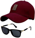 Fy Lane Uv Protection, Riding Glasses [Tr910] Sunglases With Adjustble Baseball Cap Free Size (Maroon)