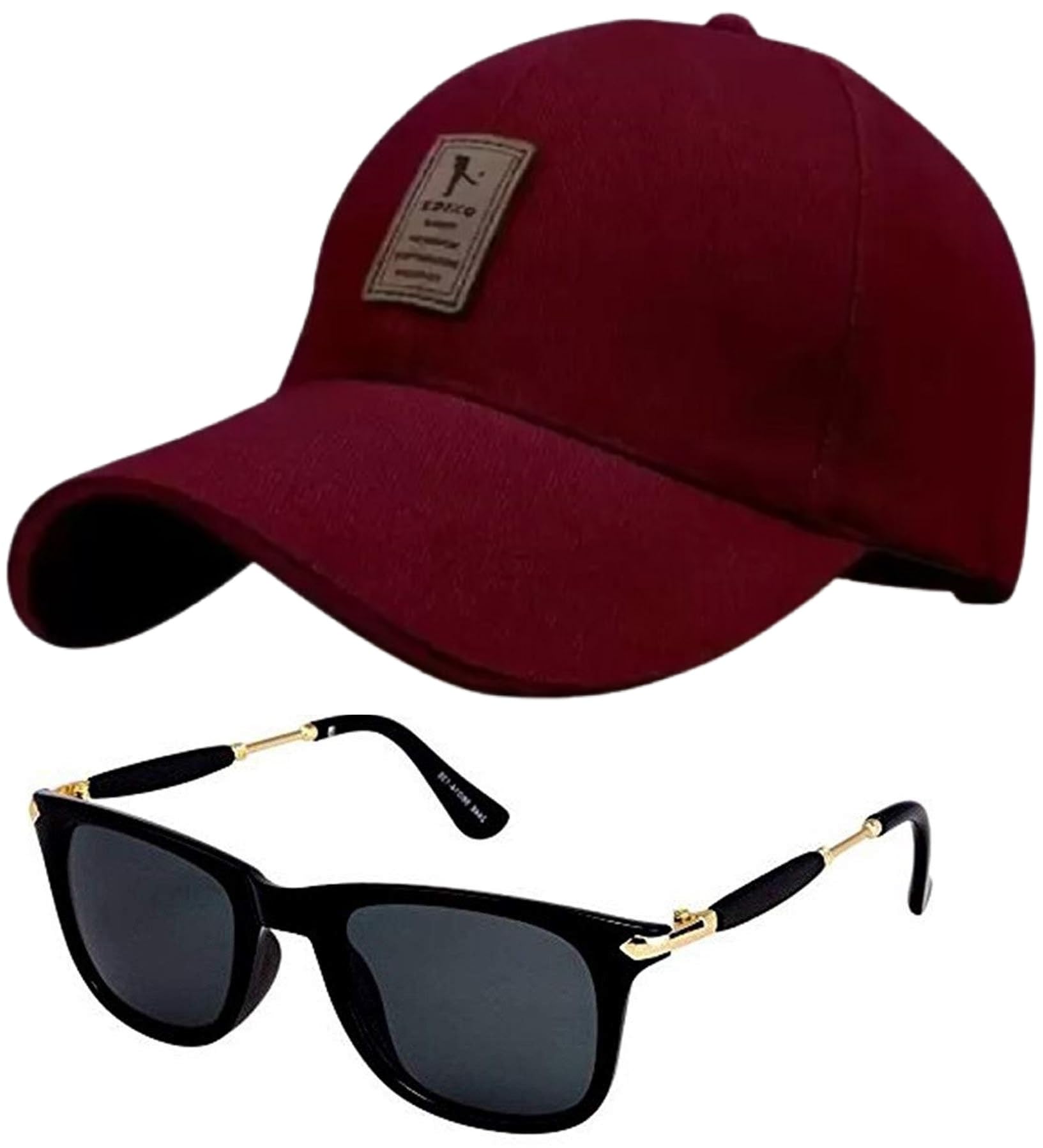 Fy Lane Uv Protection, Riding Glasses [Tr910] Sunglases With Adjustble Baseball Cap Free Size (Maroon)