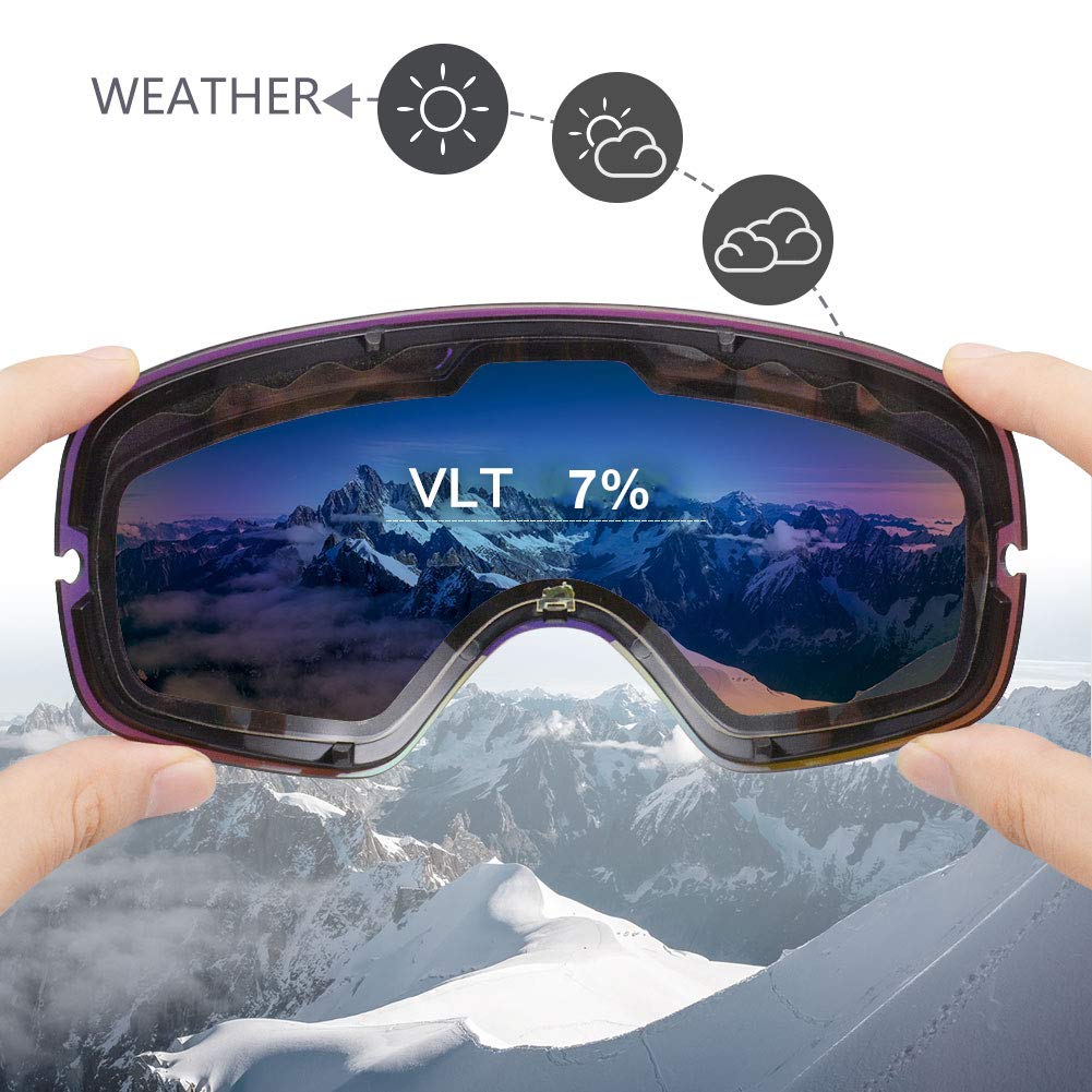 Zionor Ski Goggles Lens, Xmini 100% Otg Snow Goggles Detachable Lens For Youth Kids