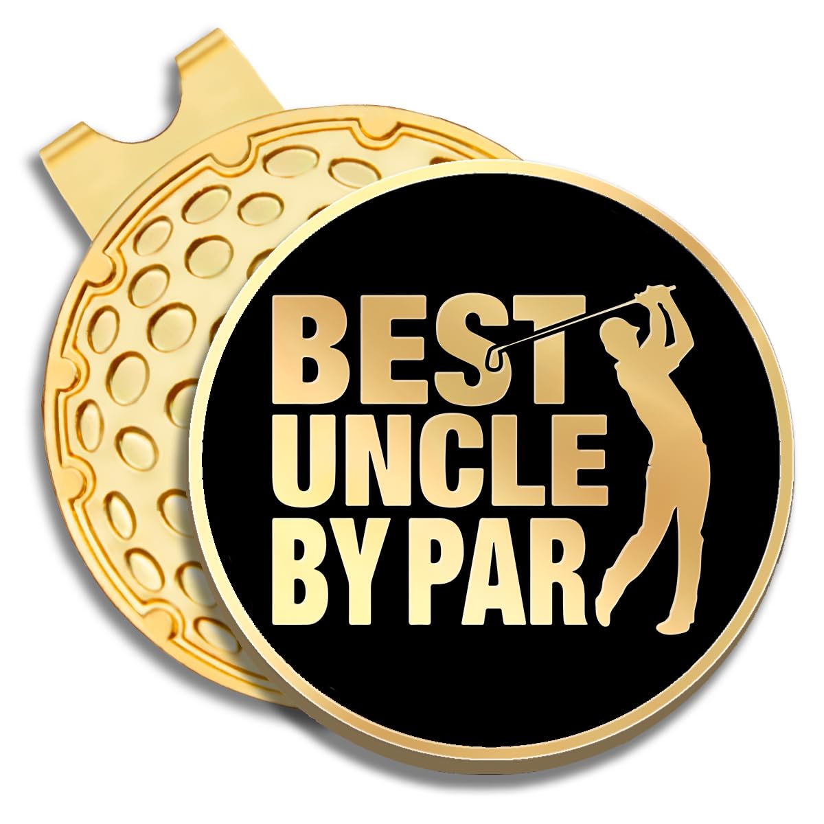 Geygie Best Uncle By Par Black Gold Golf Ball Marker With Magnetic Hat Clip, Funny Golf Gifts And Accessories For Men Uncle, Bir