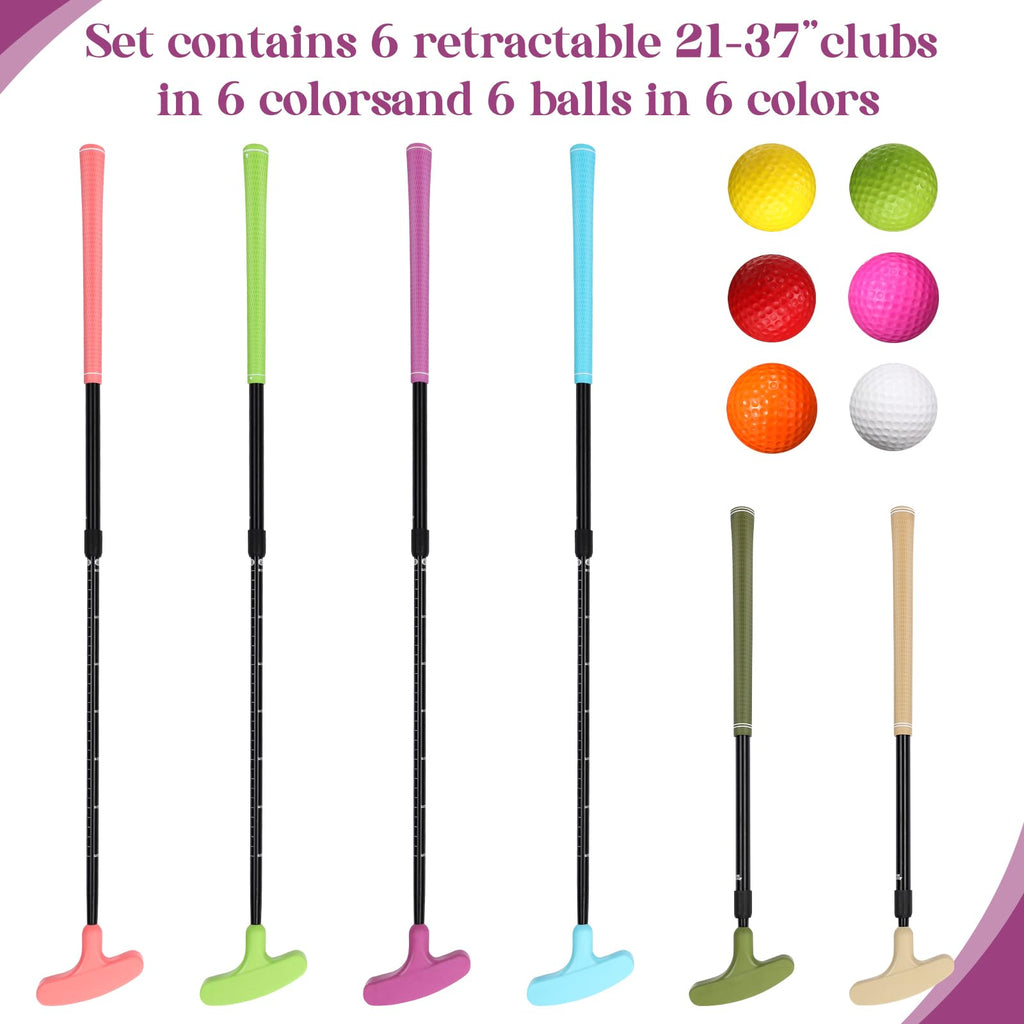Wettarn 6 Set Golf Putters For Men And Women Two Way Mini Golf Putter With 6 Golf Balls Kids Putter Bulk For Right Or Left Hande