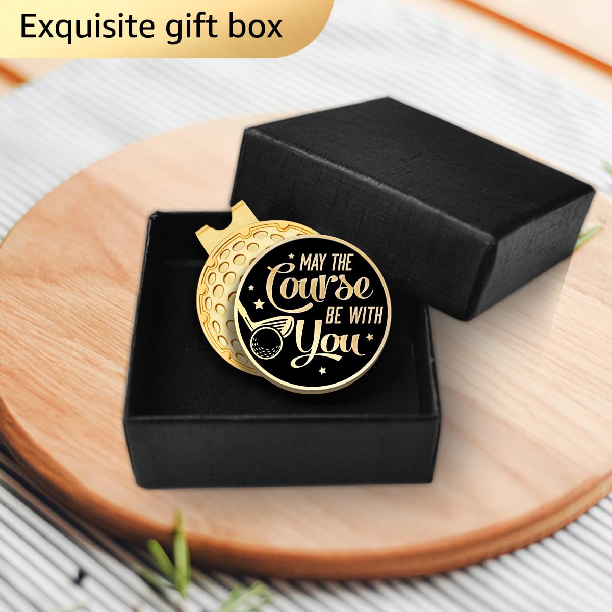 Geygie May The Course Be With You Black Gold Golf Ball Marker With Magnetic Hat Clip, Golf Accessories For Men Women, Golf Gifts