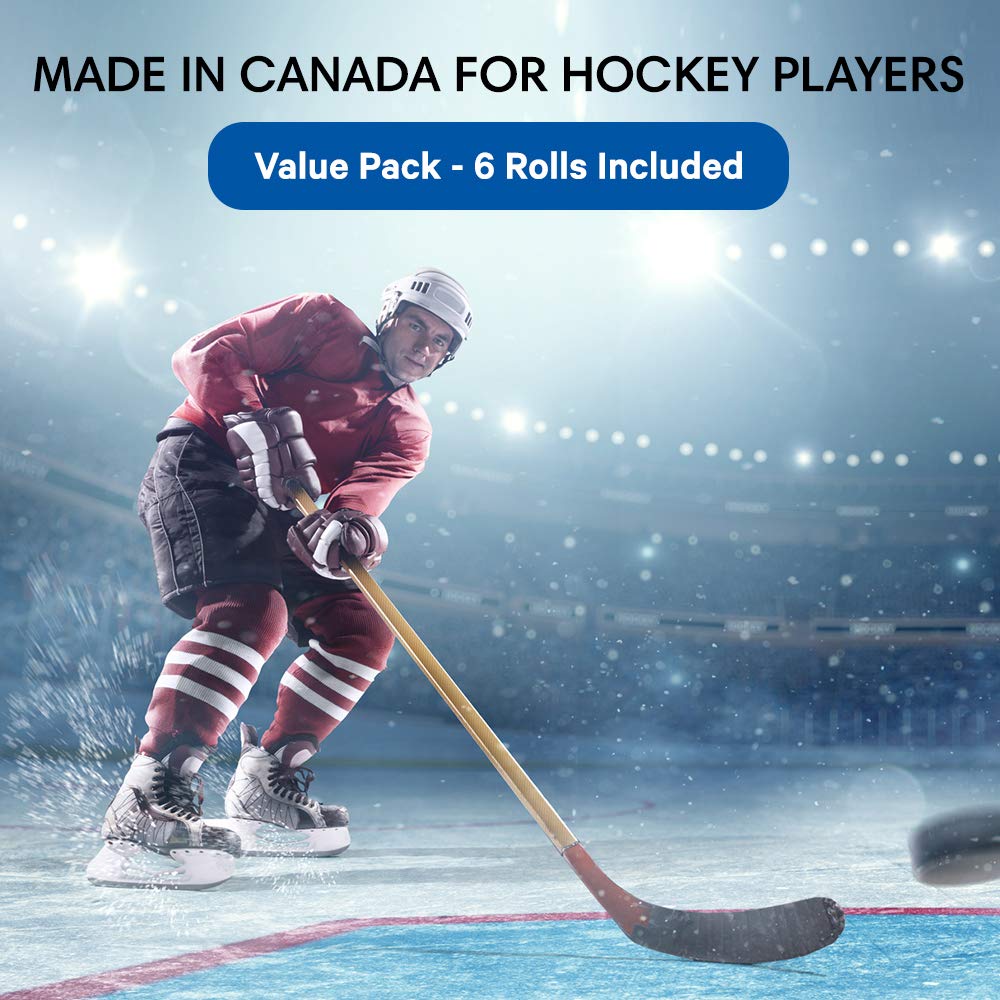 Sports Tape White Hockey Tape, 6 Rolls, 1 Inch Wide, 20 Yards Long (Cloth)