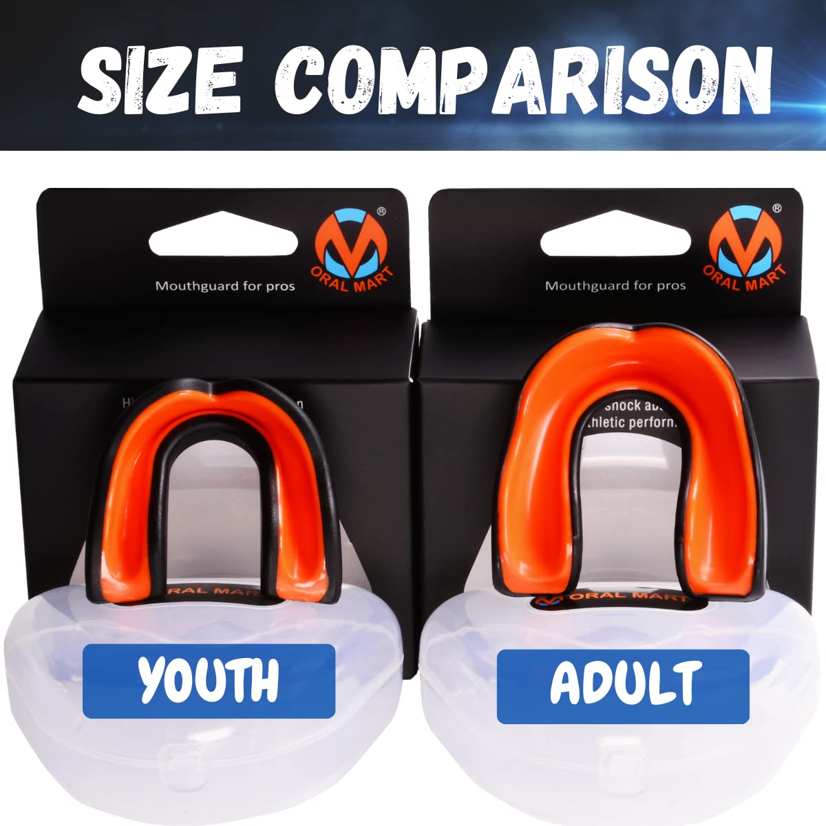 Oral Mart Black/Orange Youth Mouthguard For Kids - Youth Mouthguard For Karate, Flag Football, Martial Arts, Taekwondo, Boxing,