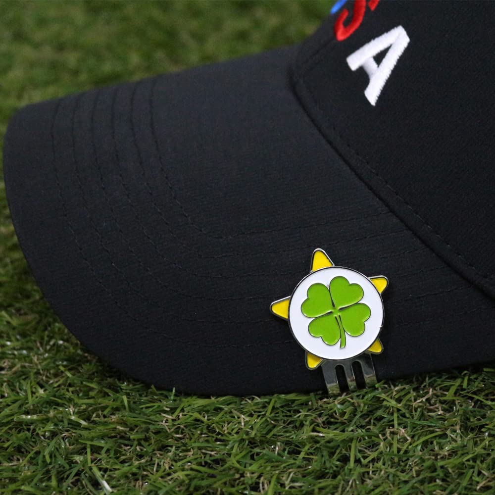 Pinmei Flower Golf Ball Marker With Golf Hat Clip For Your Friend (Yellow Smile)