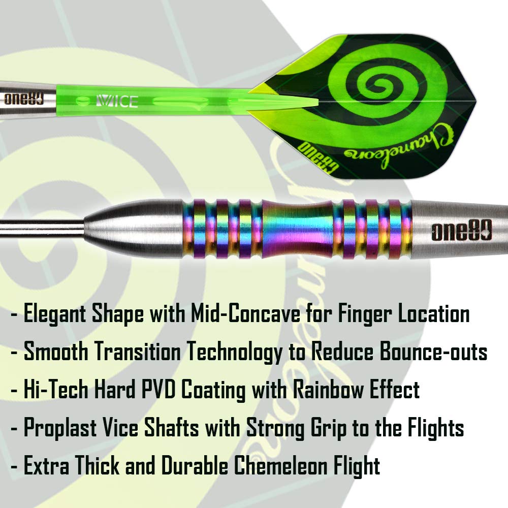 One80 90% Tungsten Steel Tip Darts Sets Chameleon, Night Hunter Professional Darts Set (Cr 23G)