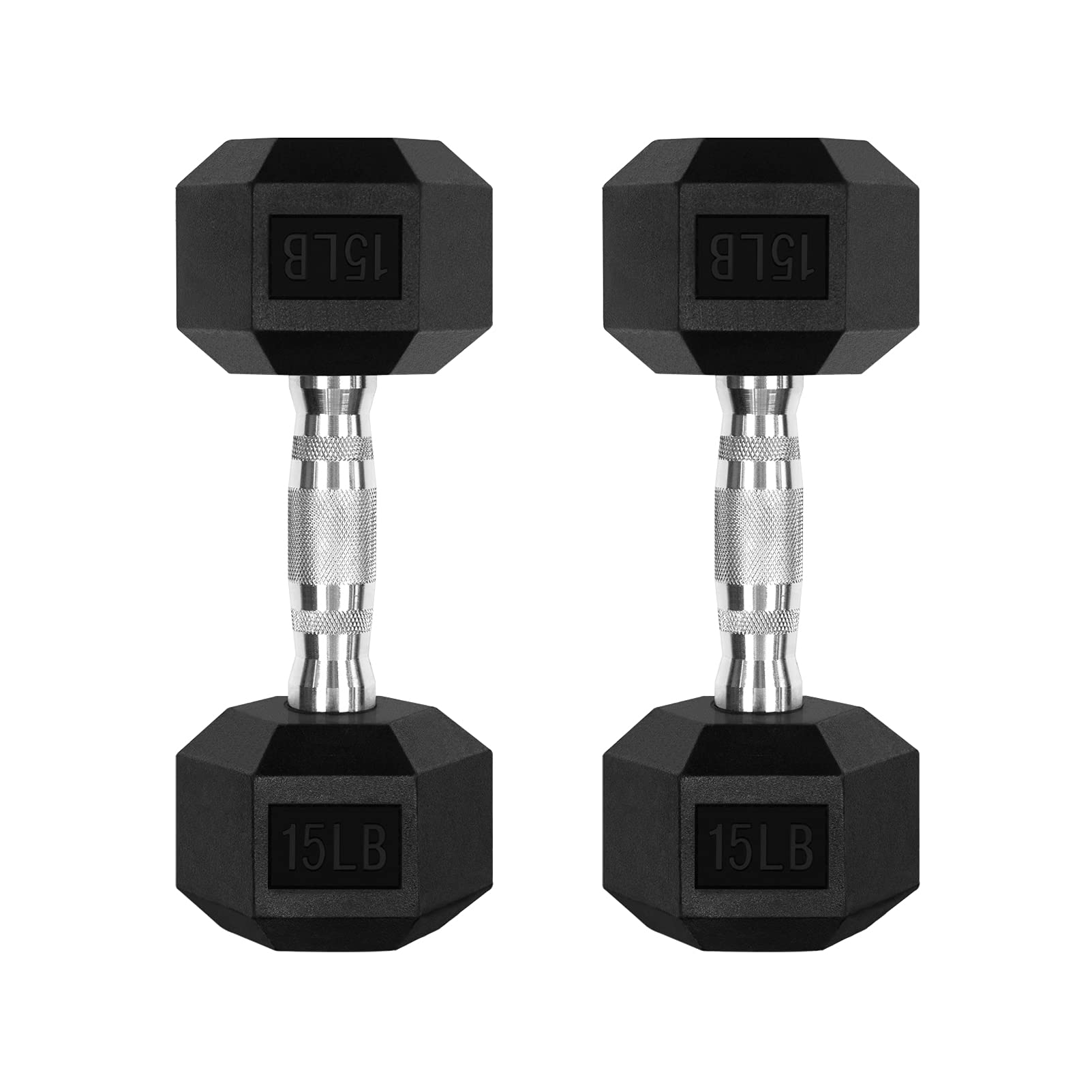 Ritfit 15Lb Dumbbells Set Of 2 Rubber Encased Dumbbell Sets With Optional Rack For Home Gym, Coated Hand Weights For Strength Tr