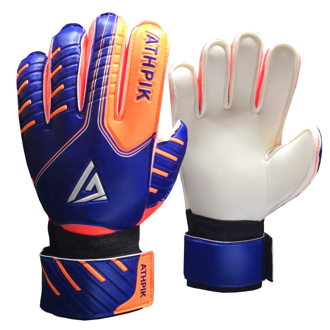 ATHPIK Soccer Goalie Gloves, Junior Indoor & Outdoor Goalkeeper Gloves with Finger Spines Protection and Strong Grip for Kids, Y