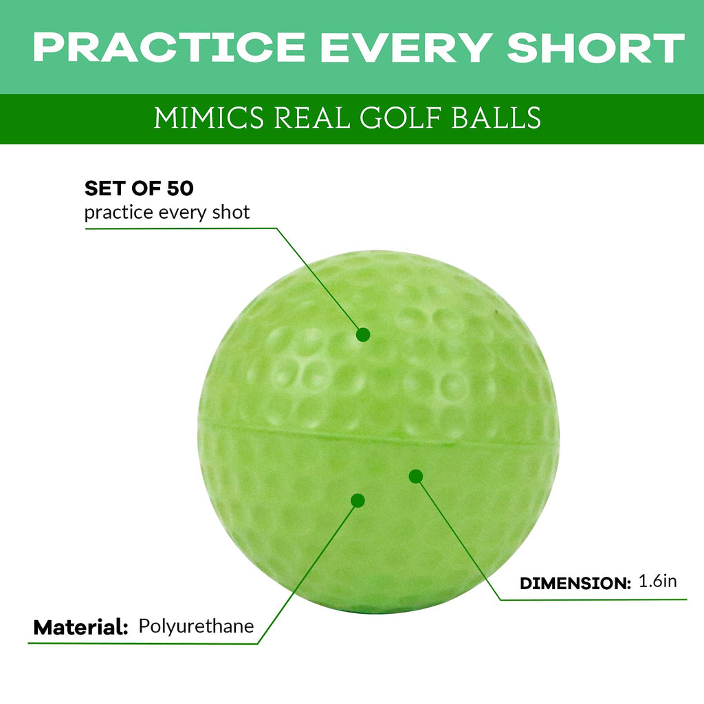 Reyshin 50 Packs Foam Golf Practice Balls - Realistic Feel And Long Lasting Limited Flight - Soft For Indoor Or Outdoor Training