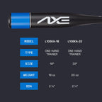 Axe Bat One-Hand Training Bat | 22 Inch Baseball Bat | Master Your Swing With Precision - Perfect For One-Handed Hitting Drills