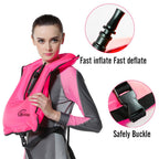 Rrtizan Snorkel Vest, Adults Portable Inflatable Swim Vest Jackets For Snorkeling Swimming Diving Safety( Pink)