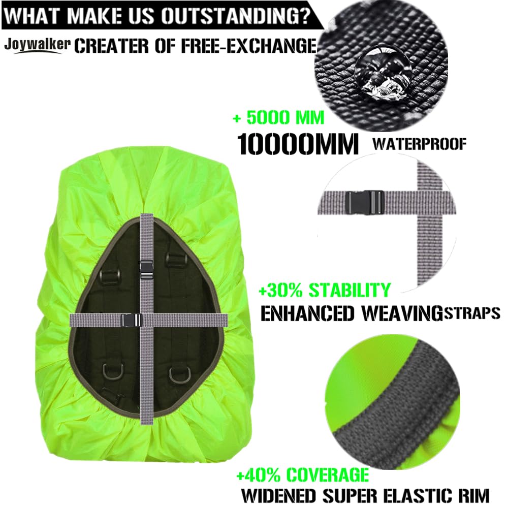 Joy Walker Waterproof Backpack Rain Cover For (15-90L) (Light Green, Large (For 40-50L Backpack))