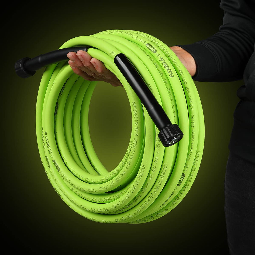 Flexzilla Pressure Washer Hose 516 25 M22 3100Psi, Zillagreen - Hfzpw3525M-E