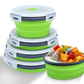 Collapsible Food Storage Containers With Lid & Air Vent, 4 Pack Round Foldable Collapsible Storage Containers Sets For Meals, Lu