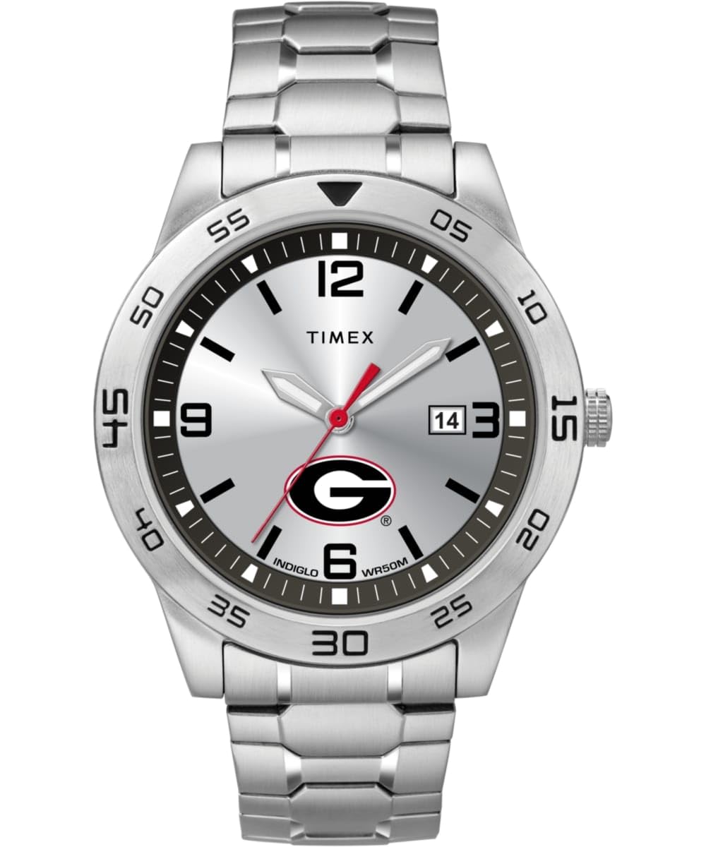 Timex Tribute Mens Collegiate Citation 42mm Watch - Georgia Bulldogs with Stainless Steel Expansion Band