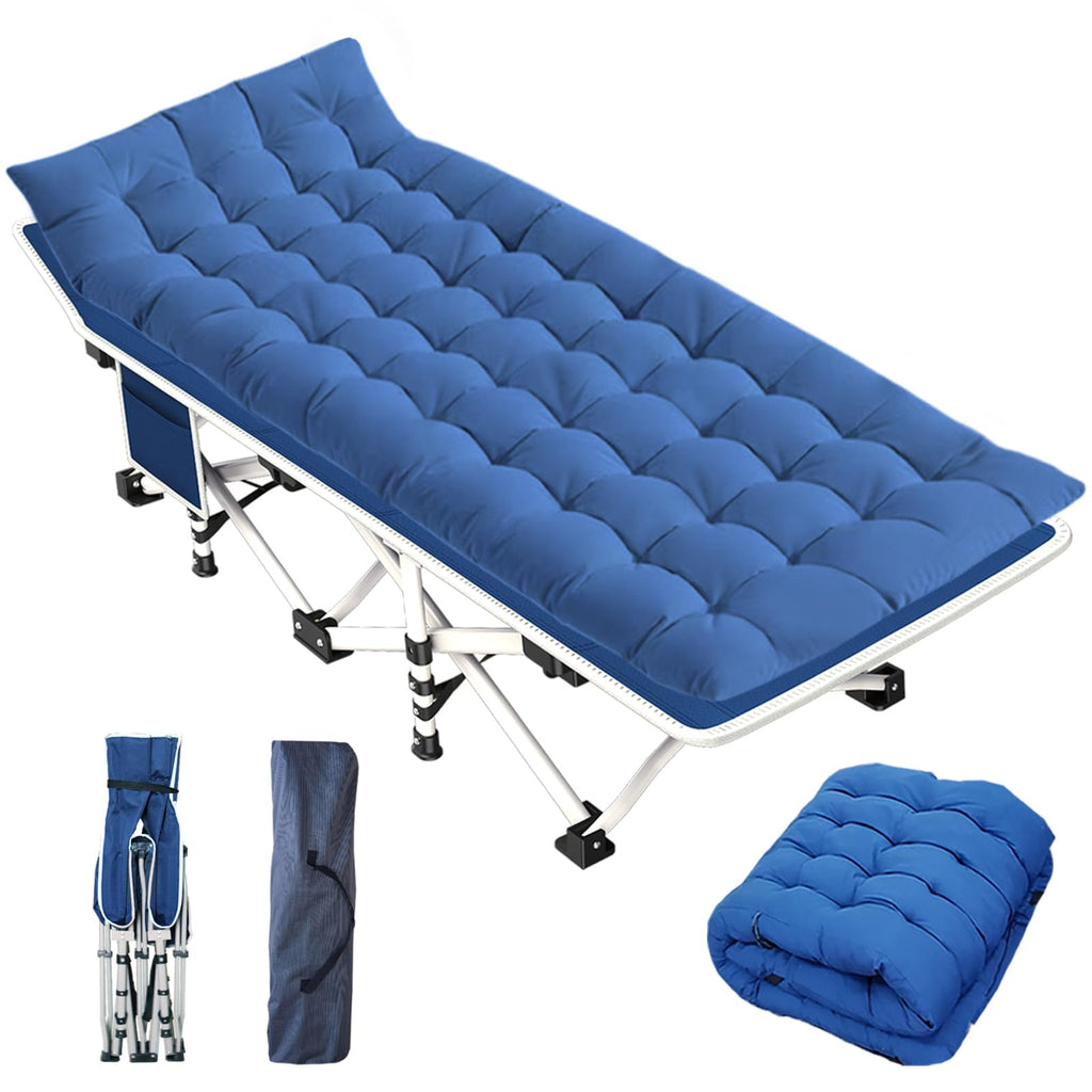 Getovin Cot, Camping Cot With Thick Pad,Cots For Sleeping,Camping Bed Folding Cot 450Lbs(Max Load) Comfortable Double Layer Oxfo