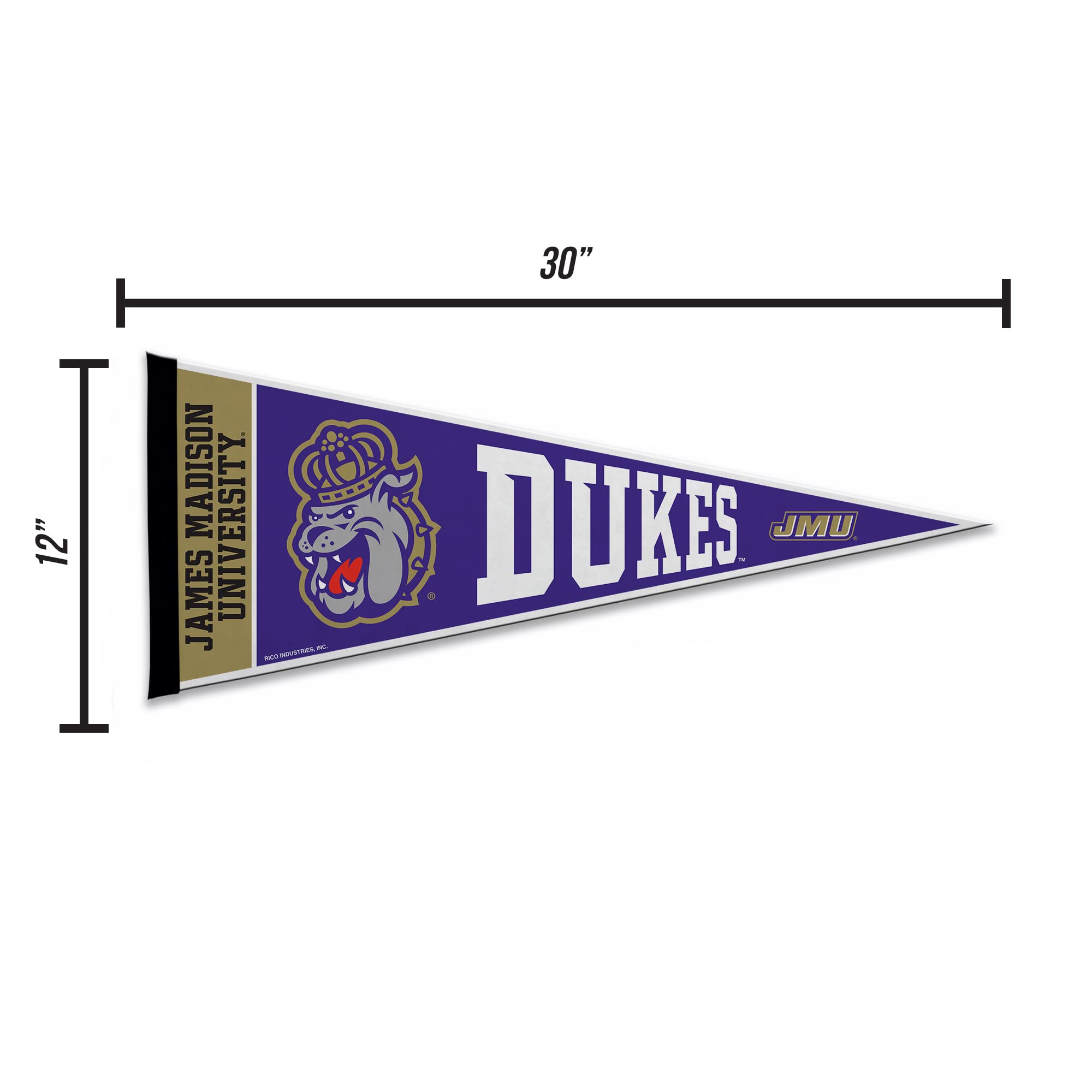 Rico Industries Ncaa James Madison Dukes Exclusive 12'' X 30'' Felt Wall D  Cor Pennant - Great For Home/Bed Room/Man Cave D  Co
