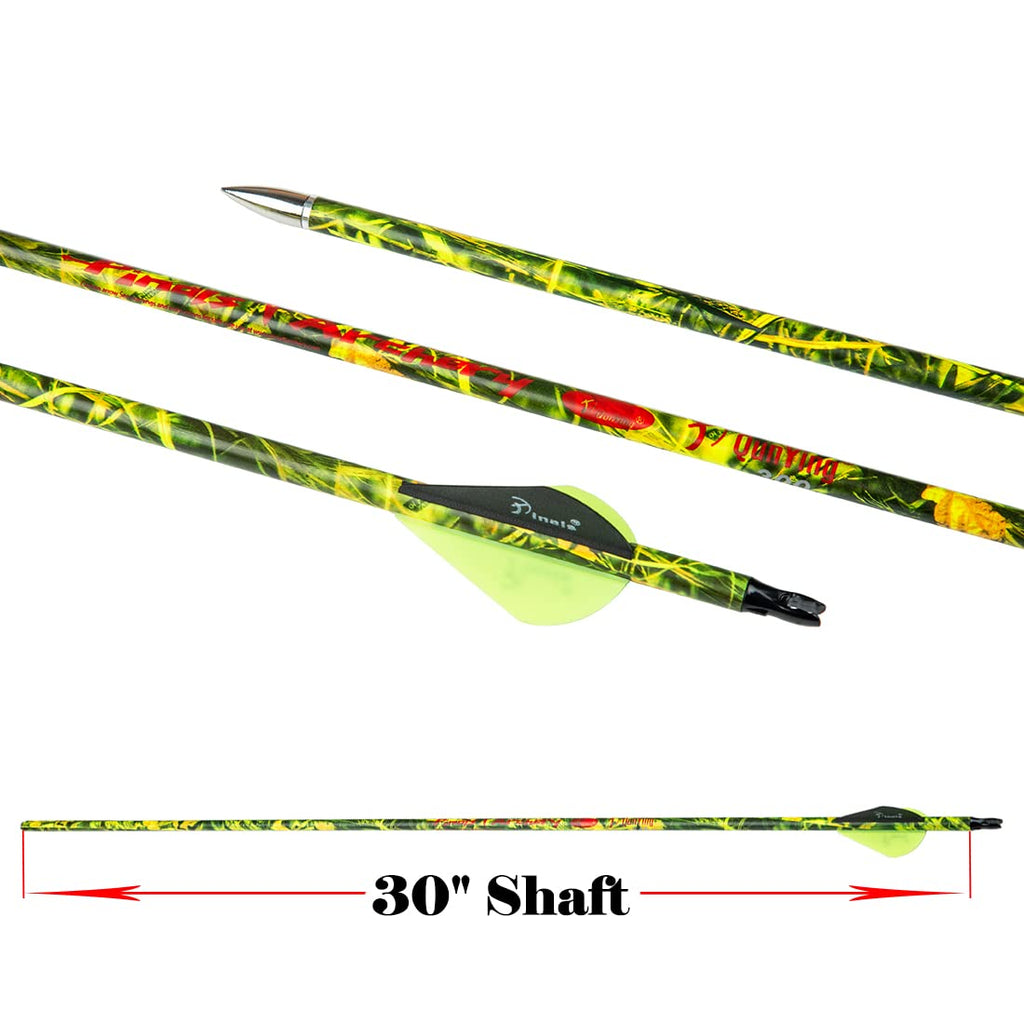 Pinals Archery 28 300 340 350 400 Spine Carbon Hunting Arrows For Compound Recurve Bow Practice Target 28 Inch Camo Arrow Shaft