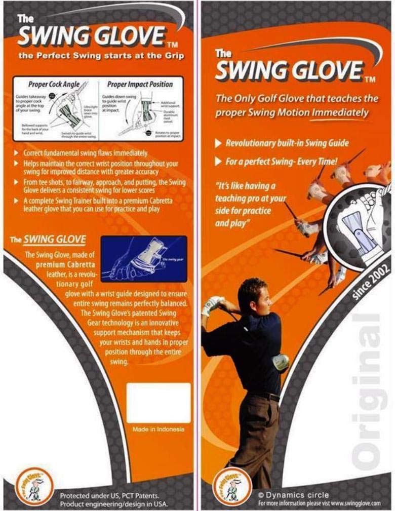 Swing Glove Black Left Best Golf Training Aid/Play All Mens Sizes (L)